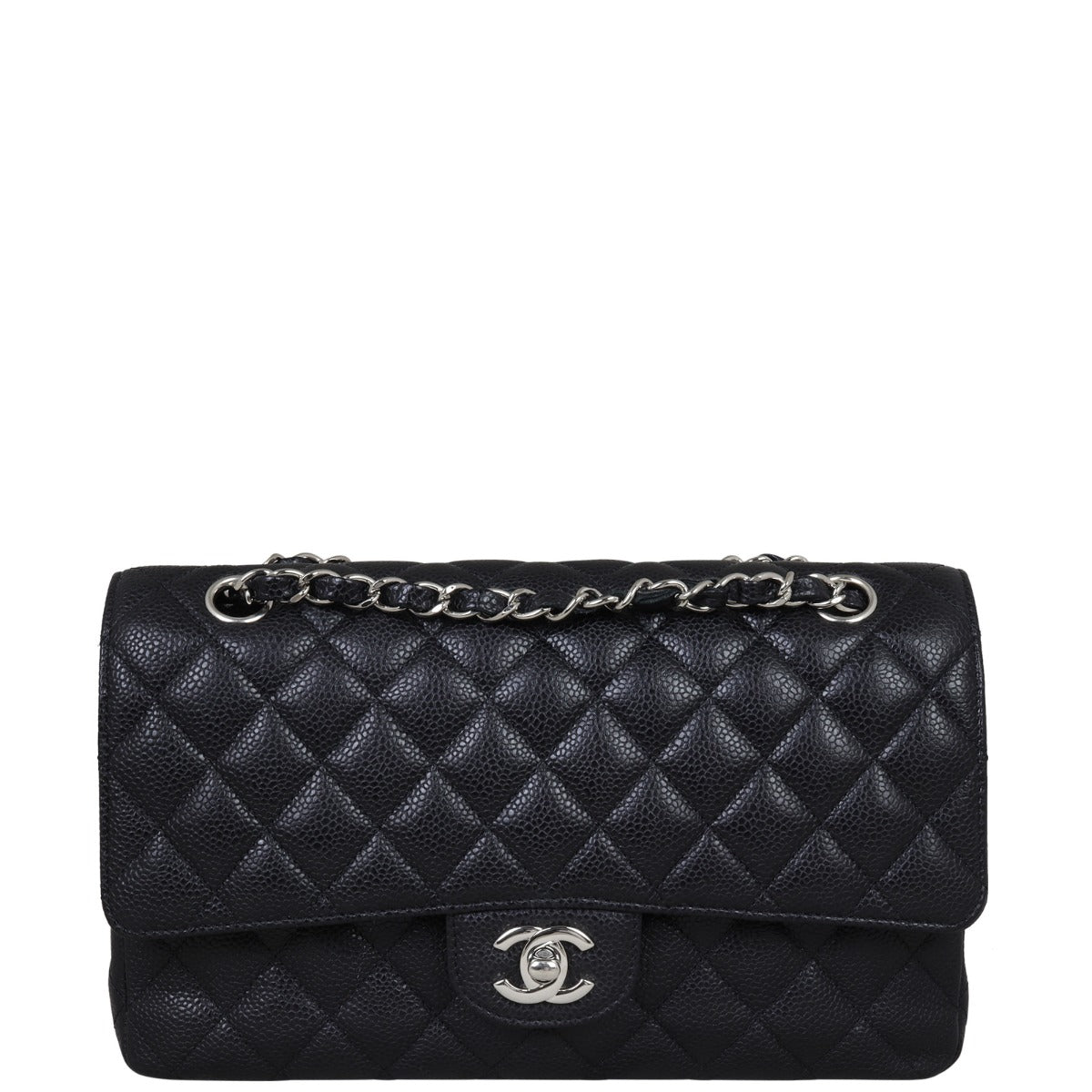Chanel Classic Double Caviar 19 Series Handbag Black Medium