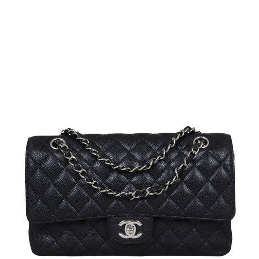 Chanel Classic Double Caviar 19 Series Handbag Black Medium