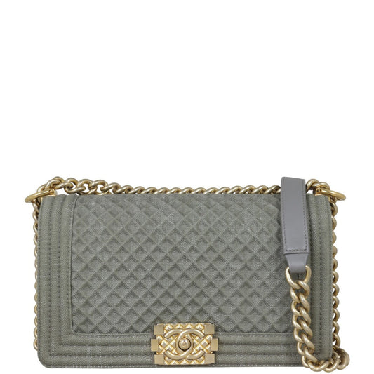 Chanel Boy Old GHW Handbag Denim Medium