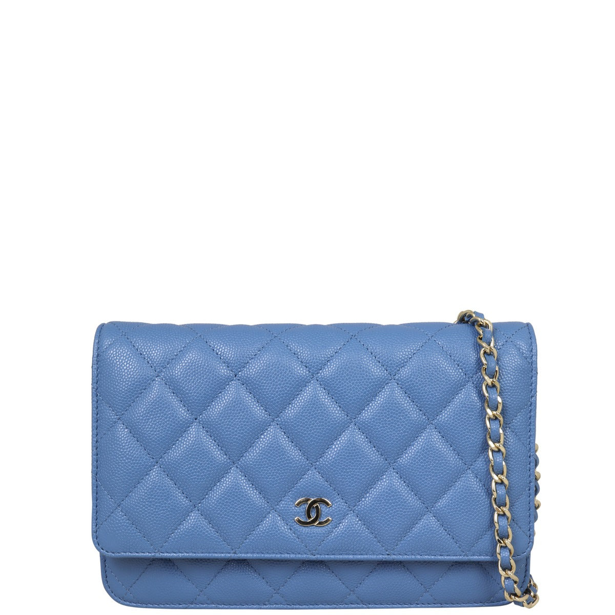 Chanel Classic Wallet on Diamond Handbag Blue Chain