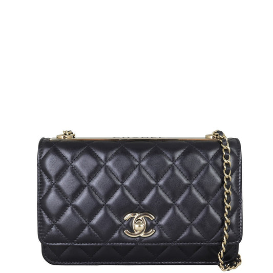 Chanel CC Trendy Wallet on Handbag Black Chain