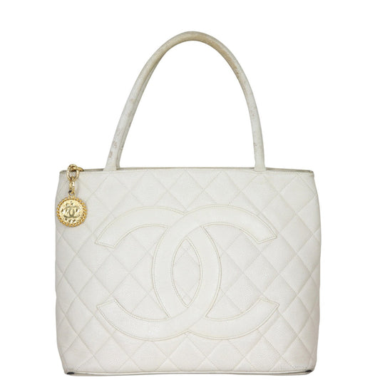 Chanel Medallion Tote Off White Tote Bag
