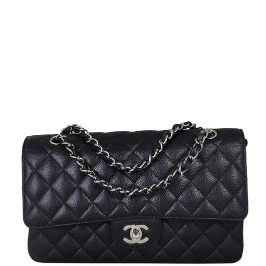 Chanel Classic Double 12 Series Hardware Handbag Silver Medium