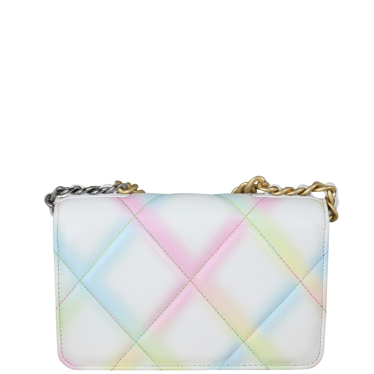 Chanel 19 Wallet on Handbag White Chain