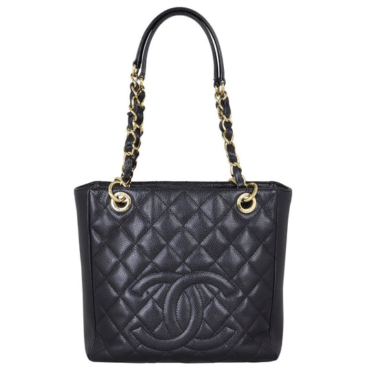 Chanel Petite Shopping Tote Caviar Black Tote Bag