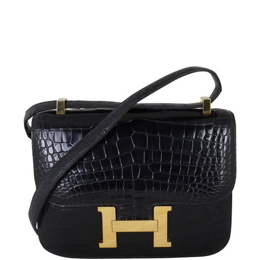 Hermes Constance Caiman Crocodile Shoulder Bag