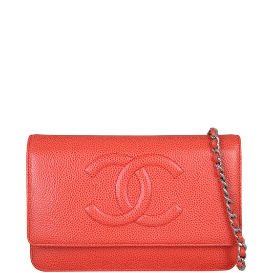 Chanel Timeless Wallet on Coral Handbag Red Chain