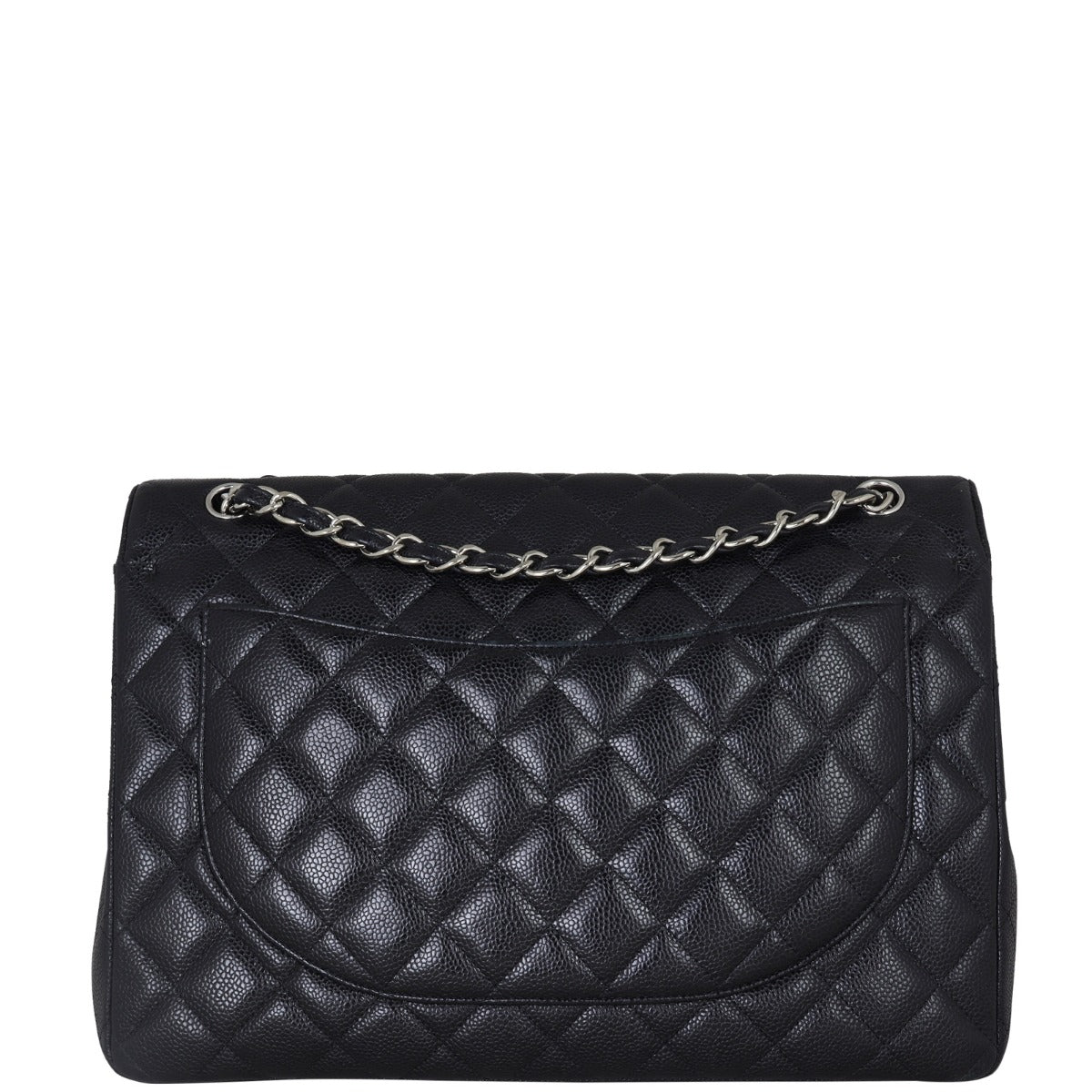Chanel Classic Double Maxi Hardware Handbag Black Silver