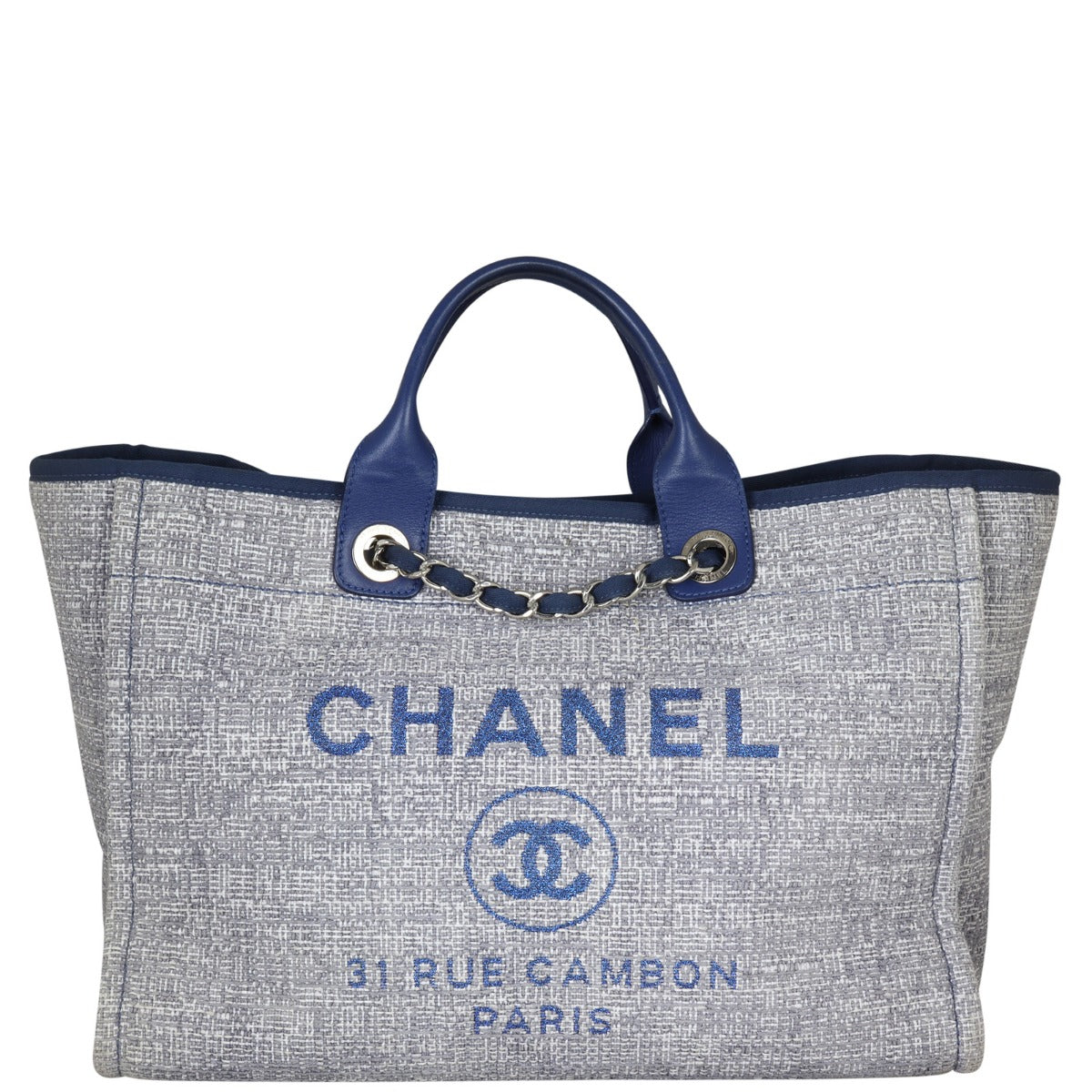 Chanel Deauville Tote Woven Blue Tote Bag