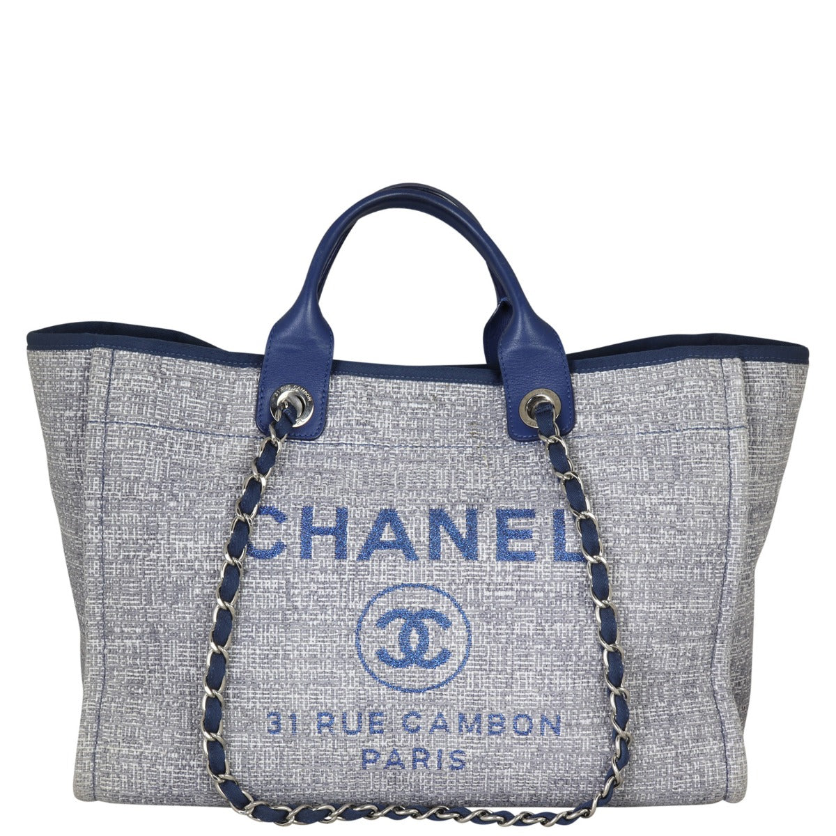 Chanel Deauville Tote Woven Blue Tote Bag