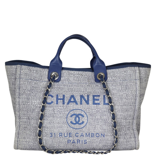 Chanel Deauville Tote Woven Blue Tote Bag