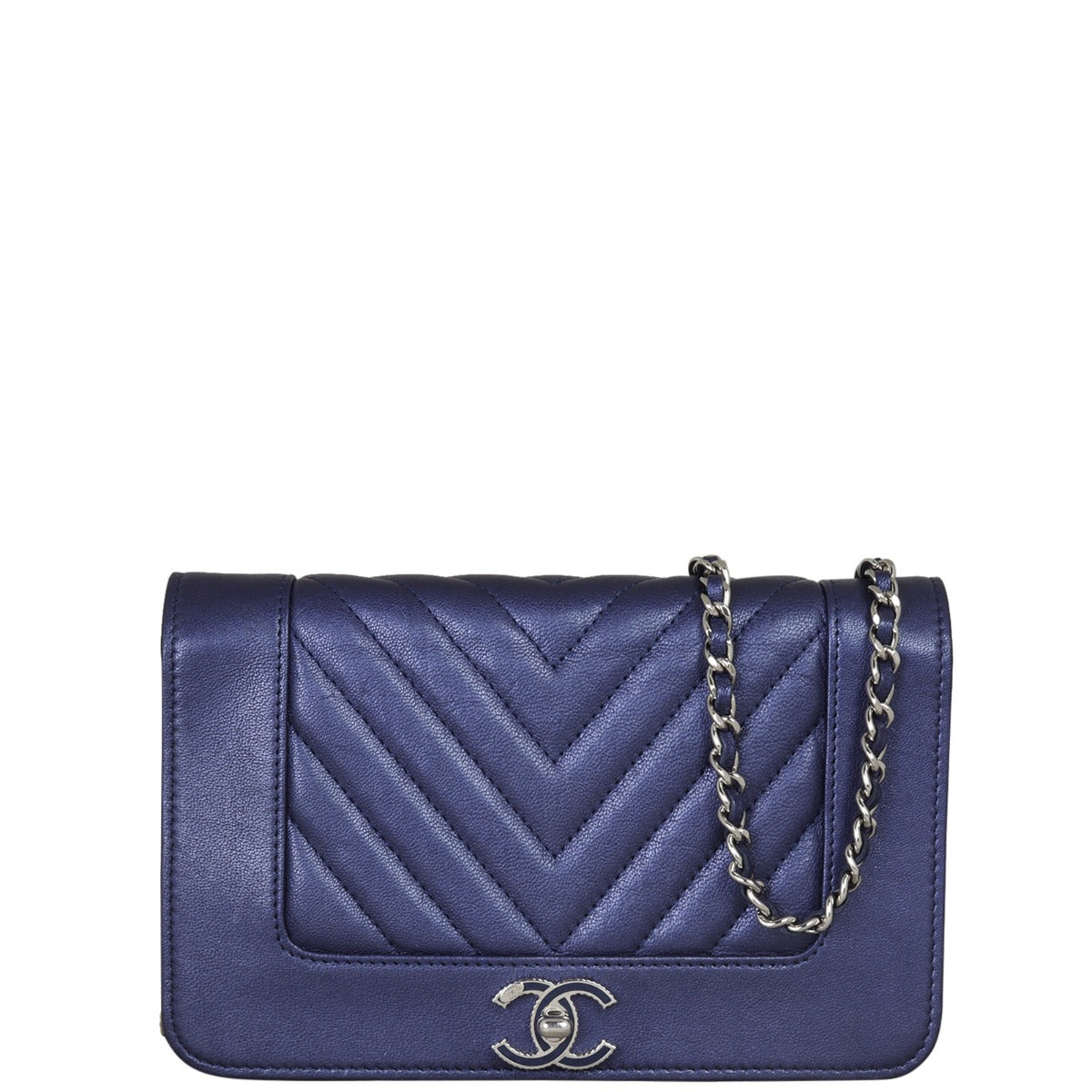 Chanel Mademoiselle Chevron Wallet on Handbag Chain
