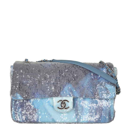 Chanel Classic Single Sequin Waterfalls Handbag Large Flap