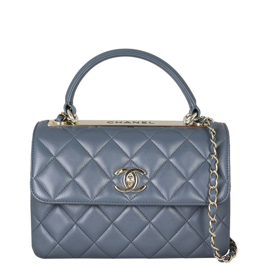Chanel CC Trendy Grey Lambskin Handbag Small