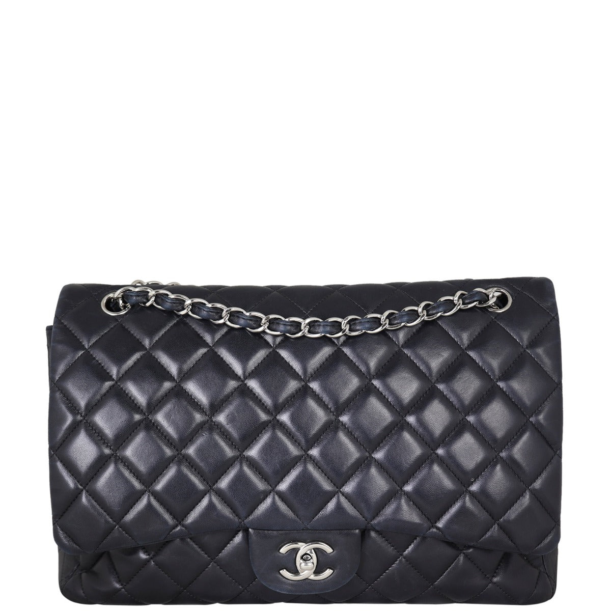 Chanel Classic Single Maxi Lambskin Handbag Black Flap