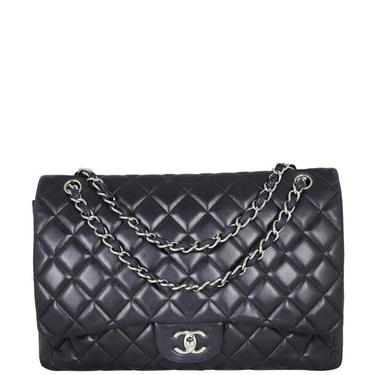 Chanel Classic Single Maxi Lambskin Handbag Black Flap