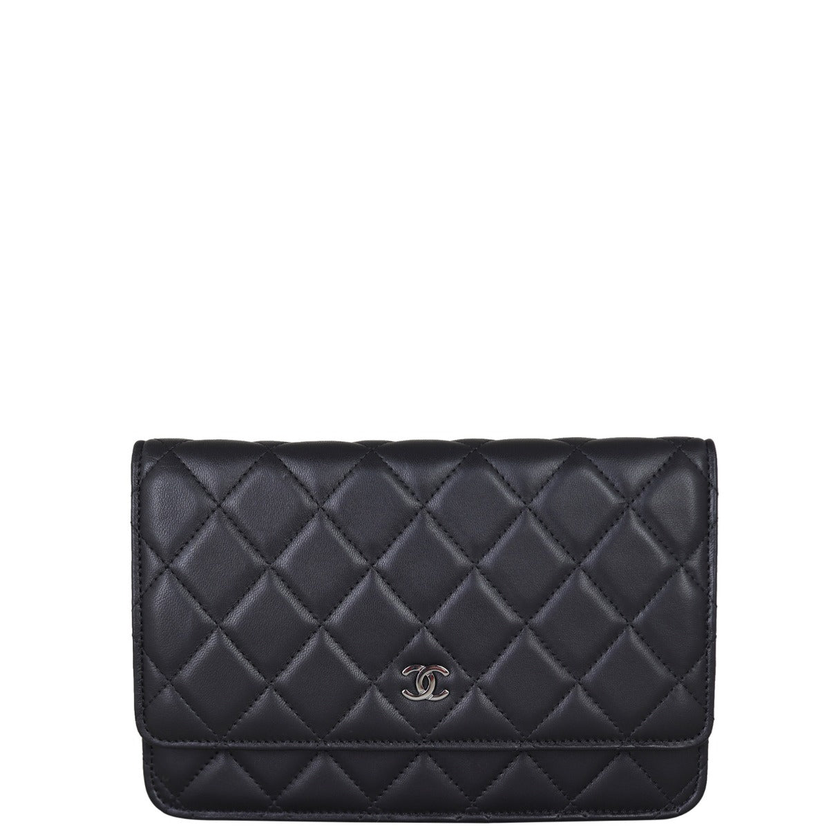 Chanel Classic Wallet on Diamond Lambskin Handbag Black Chain