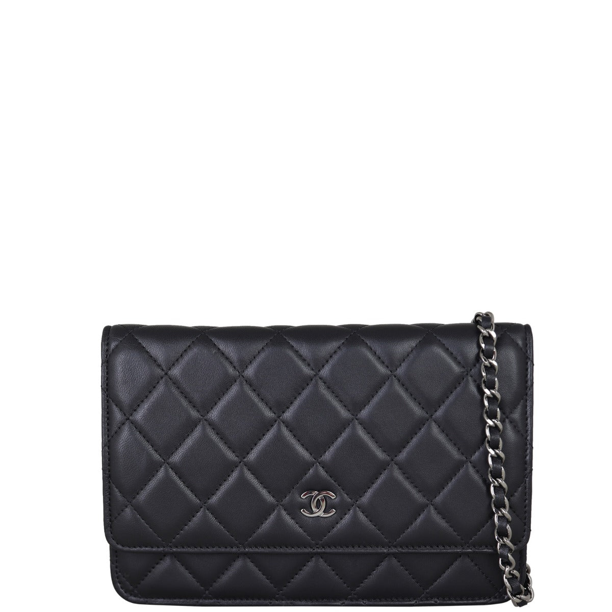 Chanel Classic Wallet on Diamond Lambskin Handbag Black Chain