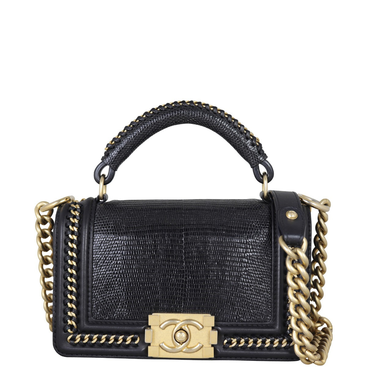 Chanel Boy Top Handle Bag Lizard Small Handbag