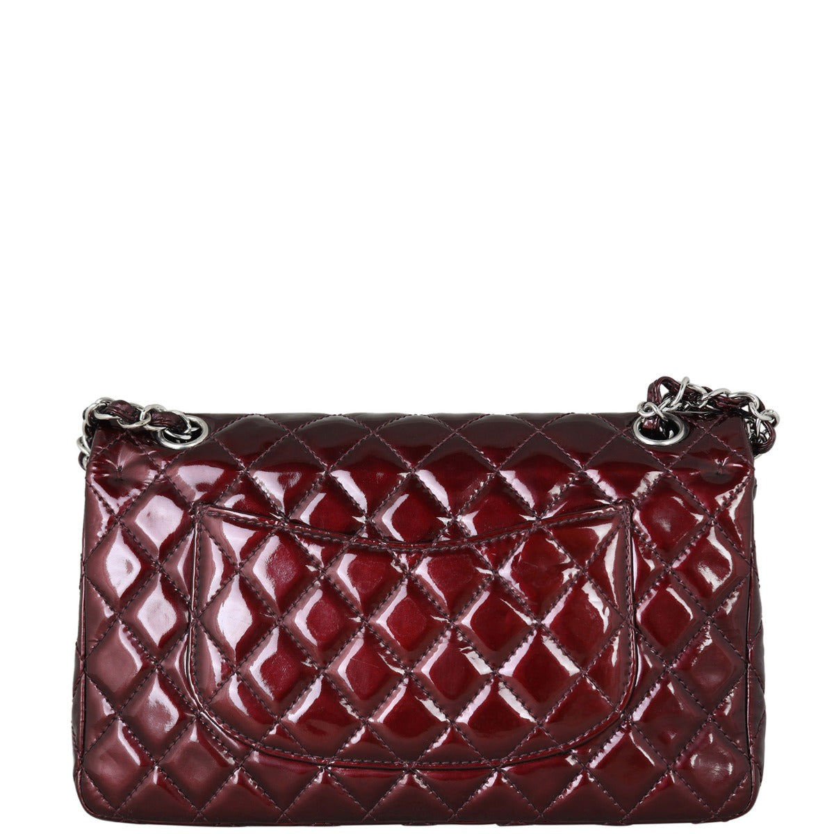 Chanel Classic Double Patent Wine Handbag Red Medium