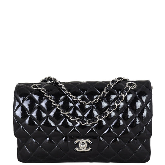 Chanel Classic Double Patent Handbag Black Medium