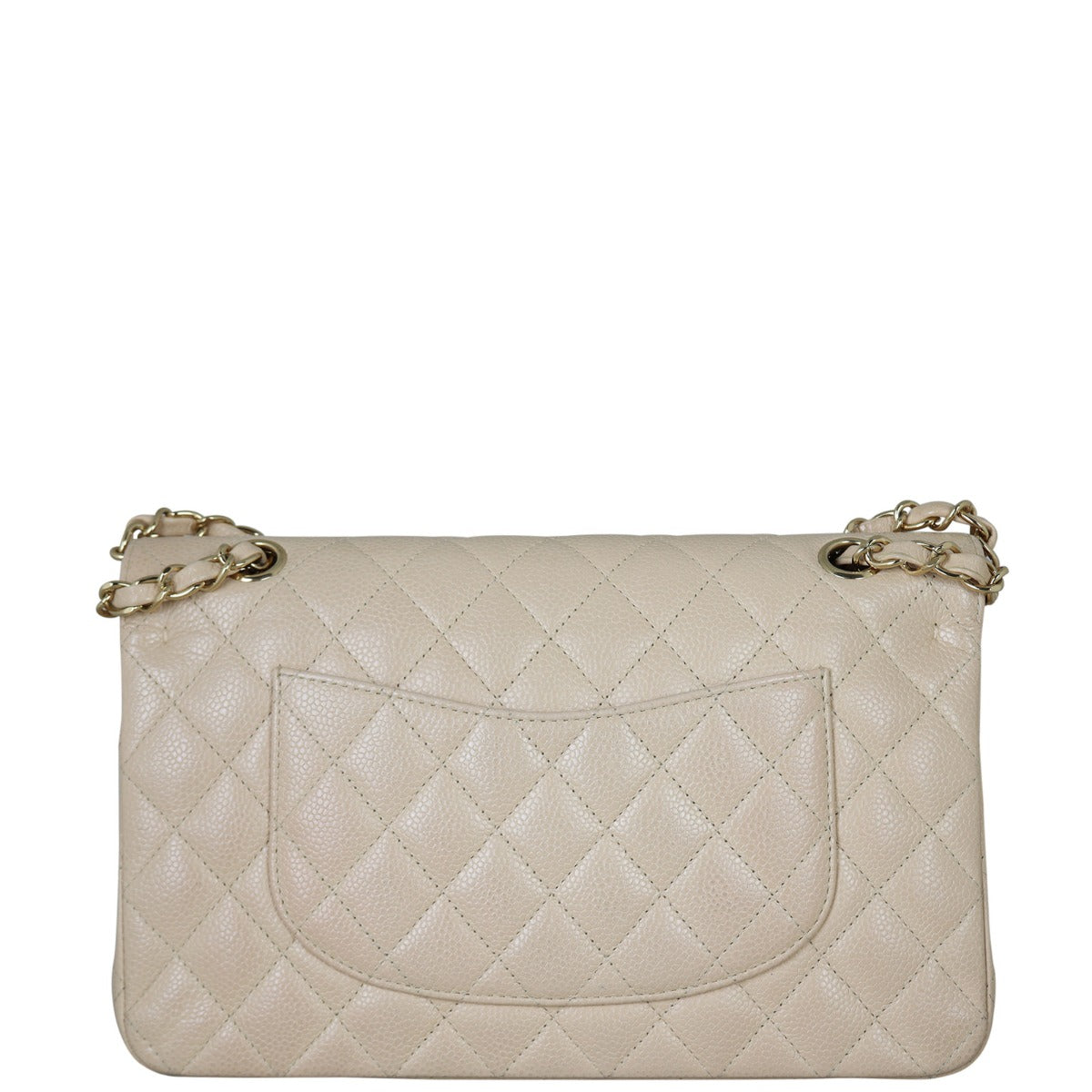 Chanel Classic Double Caviar Handbag Beige Medium