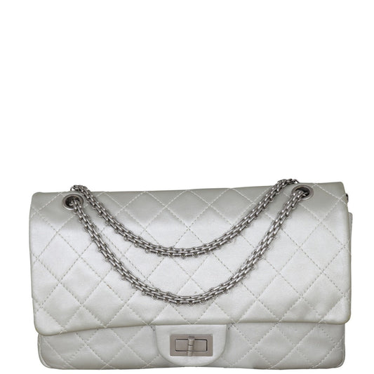 Chanel 2.55 Reissue 227 Double Bag Silver Flap Handbag