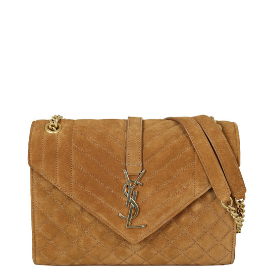 YSL Saint Laurent Mix Envelope Chain Bag Medium Suede Matelasse Travel Bag