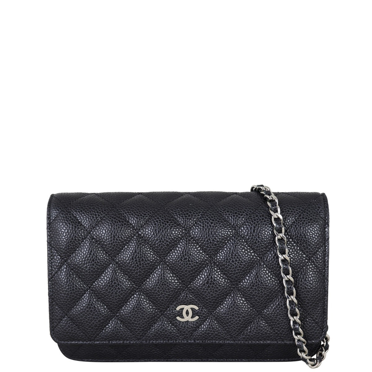 Chanel Classic Wallet on Caviar Hardware Handbag Silver Chain