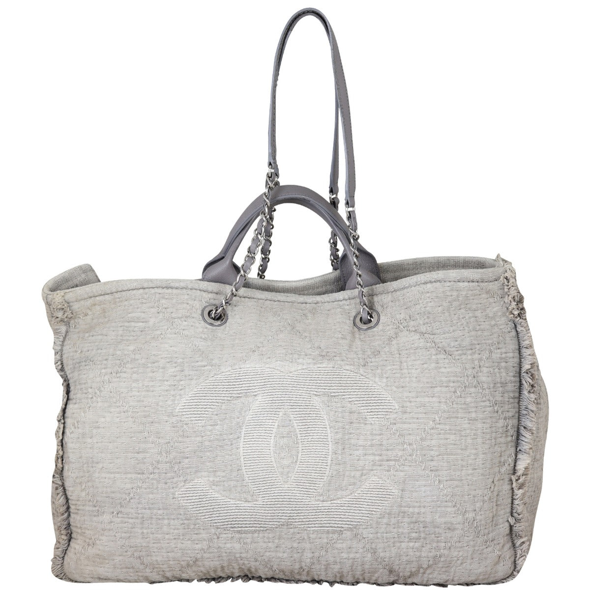 Chanel Double Face Tote Light Grey Large Tote Bag