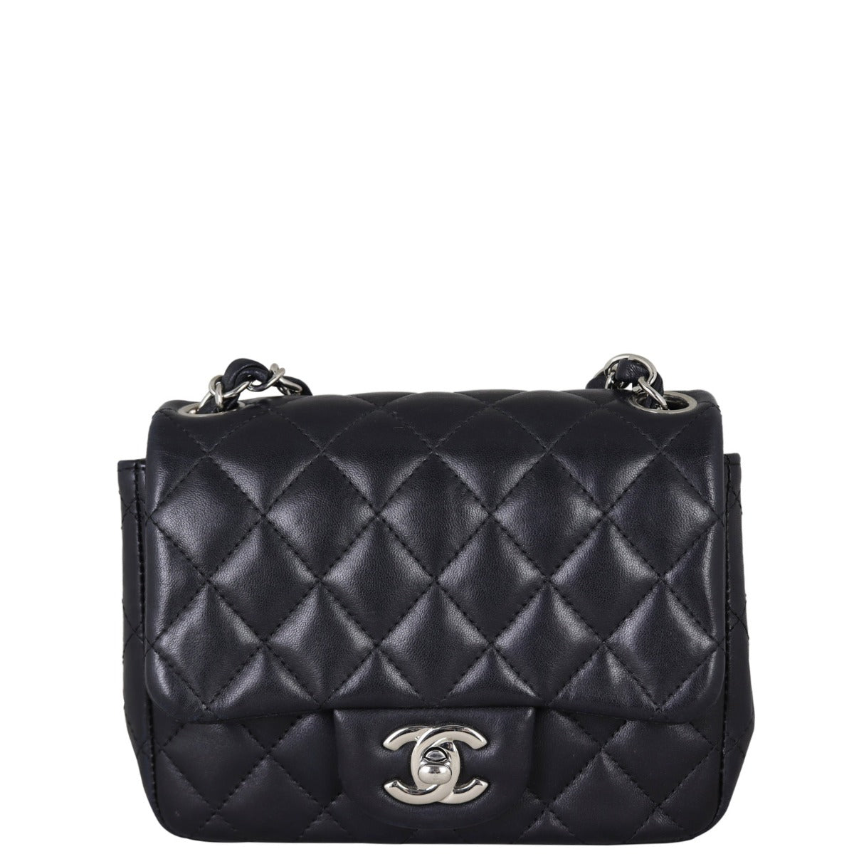 Chanel Classic Square Lambskin Handbag Black Mini Mini Bag