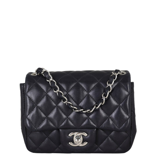 Chanel Classic Square Lambskin Handbag Black Mini Mini Bag