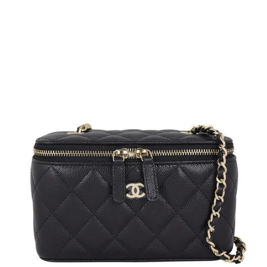 Chanel Vanity Case with Caviar Handbag Black Chain