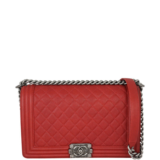 Chanel Boy New Handbag Red Medium