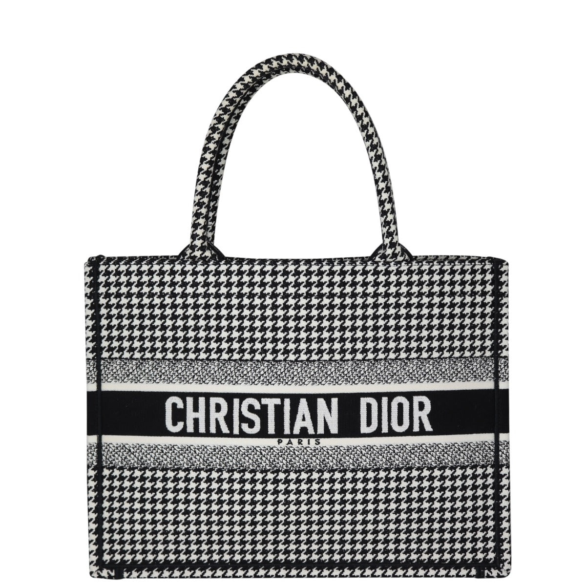 Dior Tote Bag Book Tote Houndstooth Canvas Medium