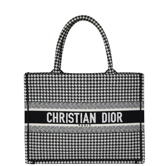 Dior Tote Bag Book Tote Houndstooth Canvas Medium