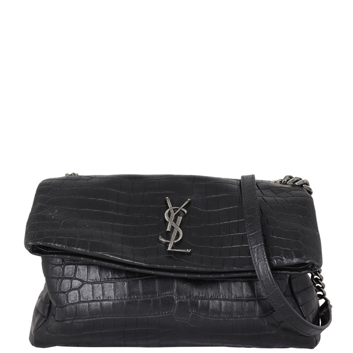 YSL Saint Laurent West Hollywood Croc Embossed Travel Bag Medium