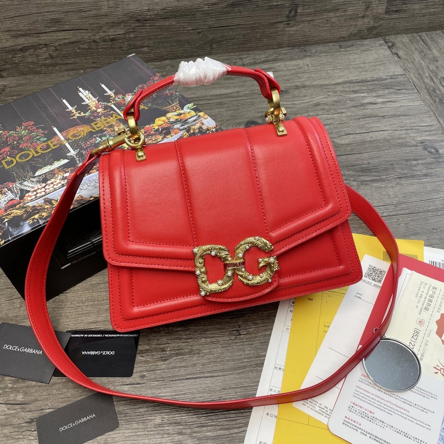 Girls Nappa Quilted Red Travel Bag