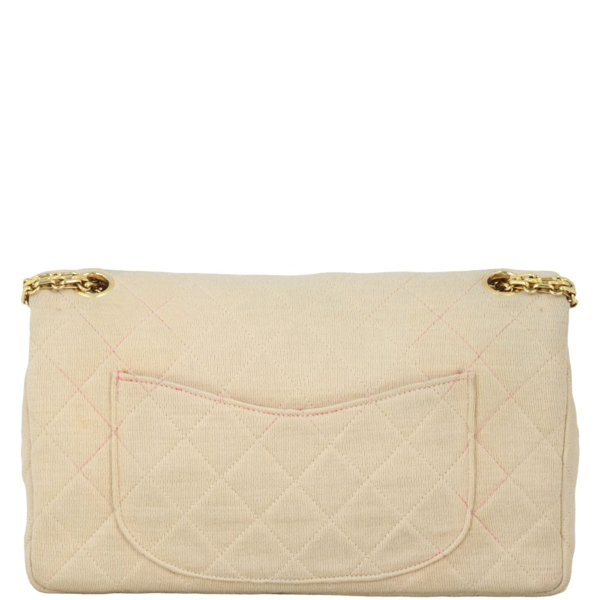 Chanel Classic Double Flap Jersey Handbag Quilted White Shoulder Bag
