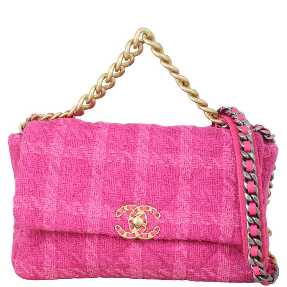 Chanel 19 Tweed Bag Pink Large Crossbody Bag