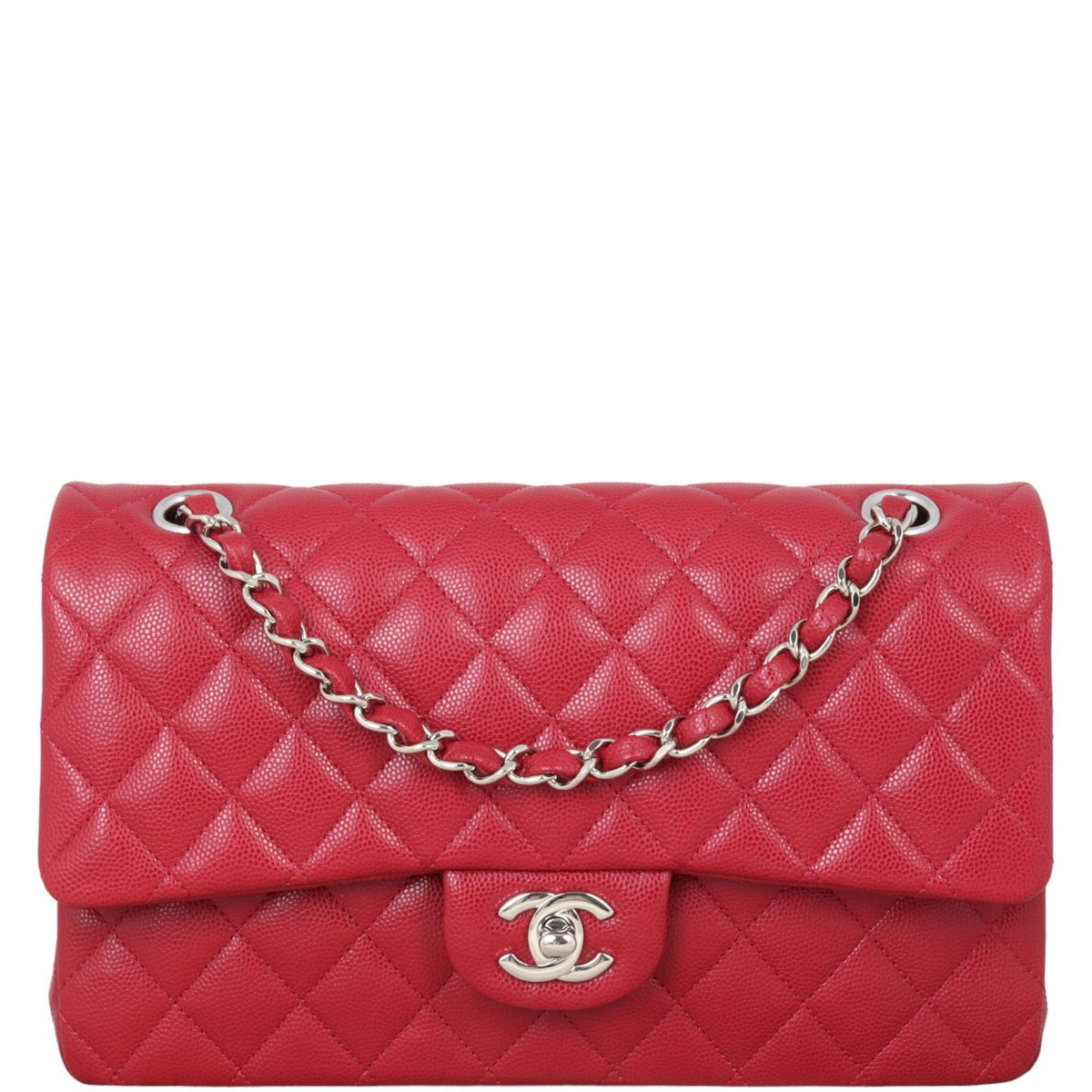 Chanel Classic Double Handbag Red Medium Shoulder Bag