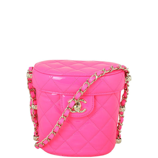 Chanel CC Vani-Tea Case Patent Handbag Quilted Pink Crossbody Bag