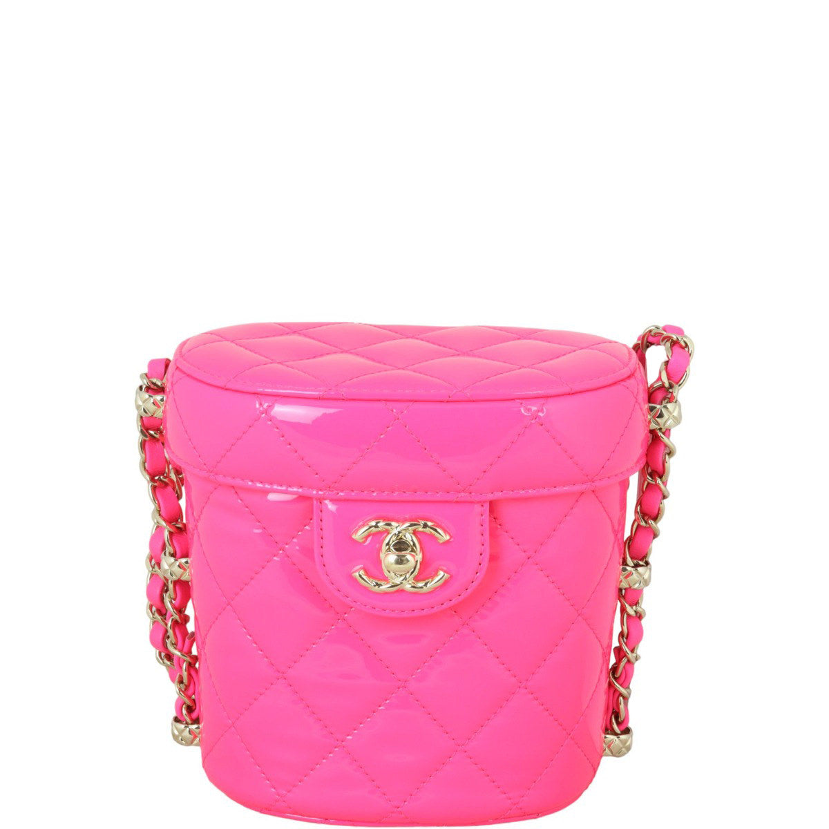 Chanel CC Vani-Tea Case Patent Handbag Quilted Pink Crossbody Bag
