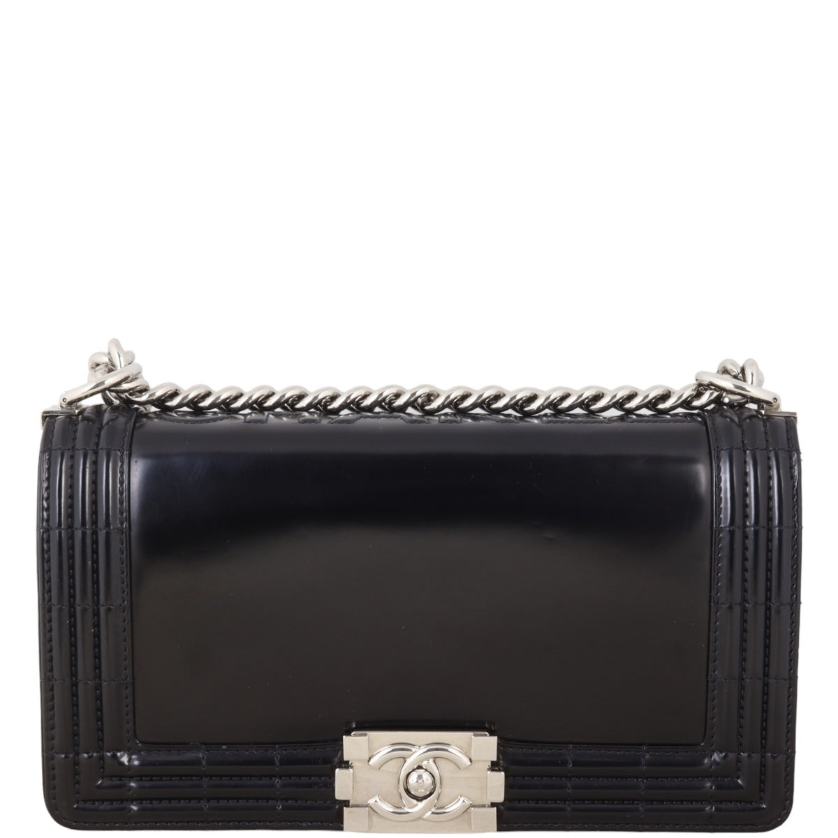 Chanel Boy Old Glazed Handbag Black Medium Crossbody Bag