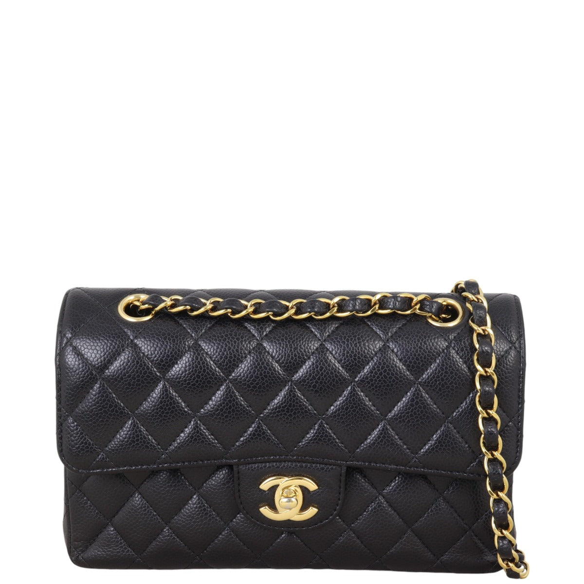 Chanel Classic Double Flap Caviar Handbag Quilted Black Shoulder Bag