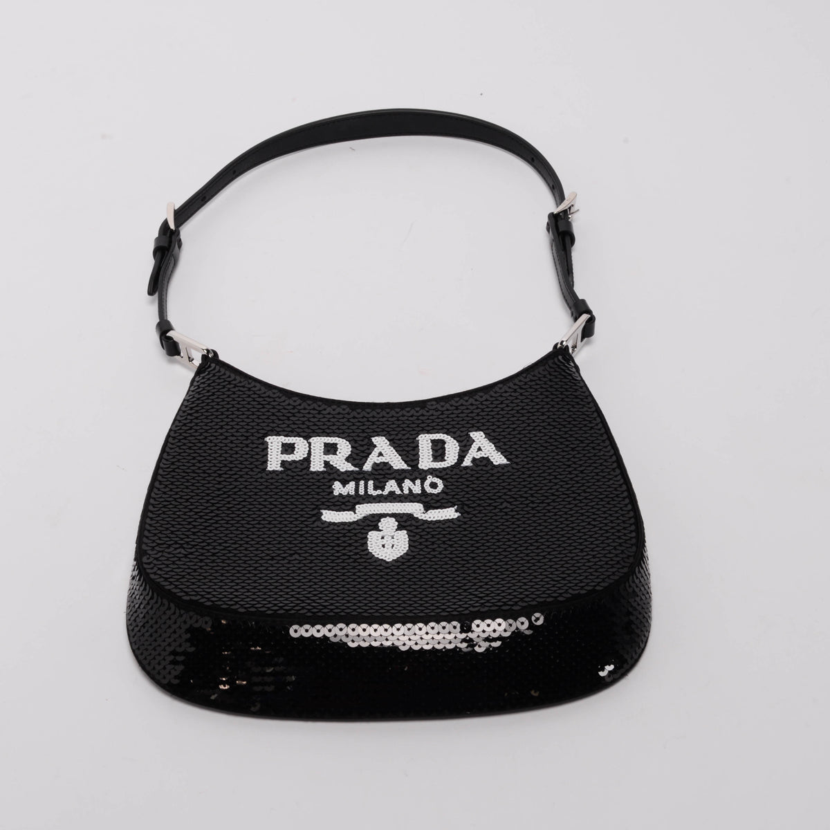 Prada Sequin Cleo Bag Black Mini Travel Bag