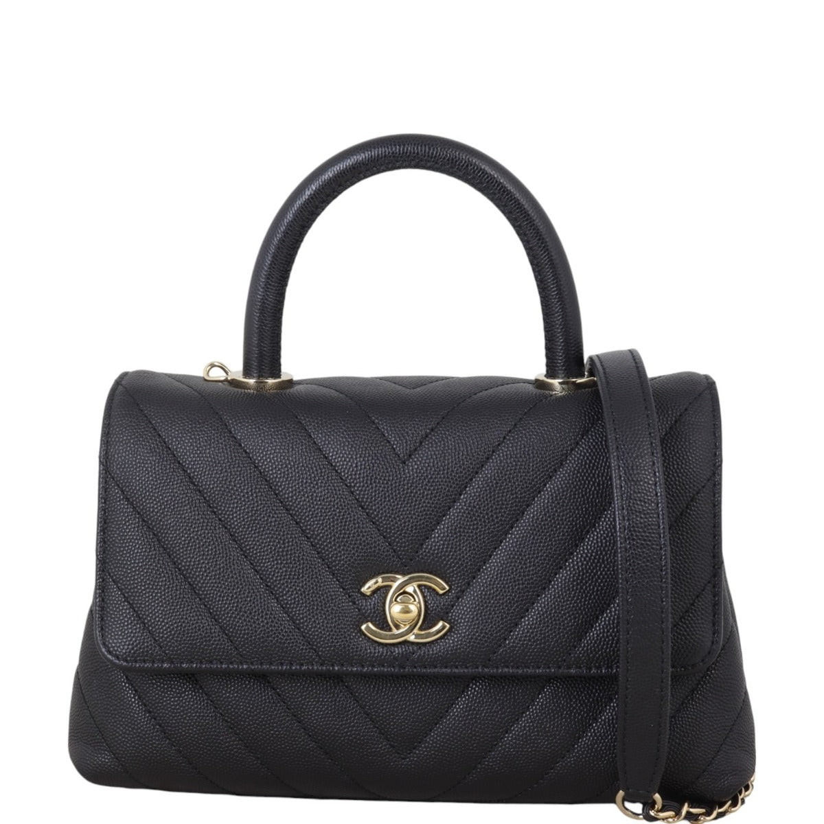 Chanel Coco Top Handle Bag Chevron Mini Mini Bag
