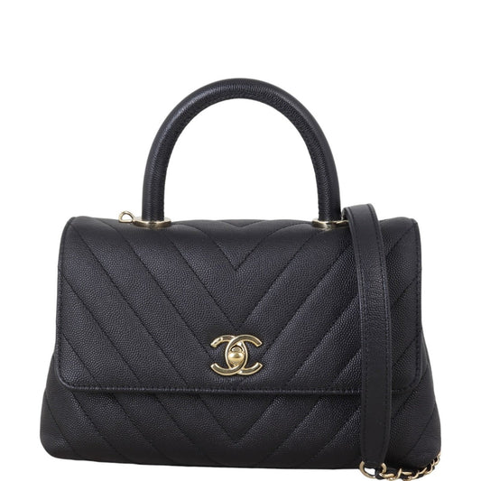 Chanel Coco Top Handle Bag Chevron Mini Mini Bag
