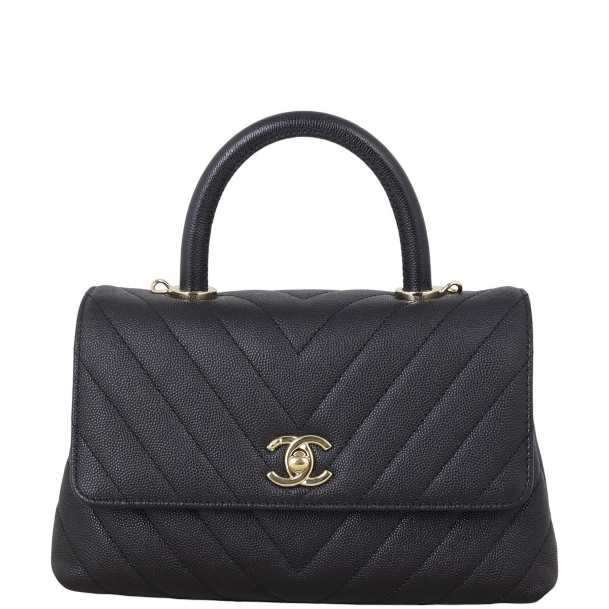 Chanel Coco Top Handle Bag Chevron Mini Mini Bag