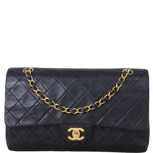 Chanel Classic Double Flap Handbag Quilted Black Shoulder Bag Medium 08102024